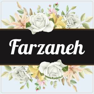 فرزانه به انگلیسی طرح گل سفید Farzaneh