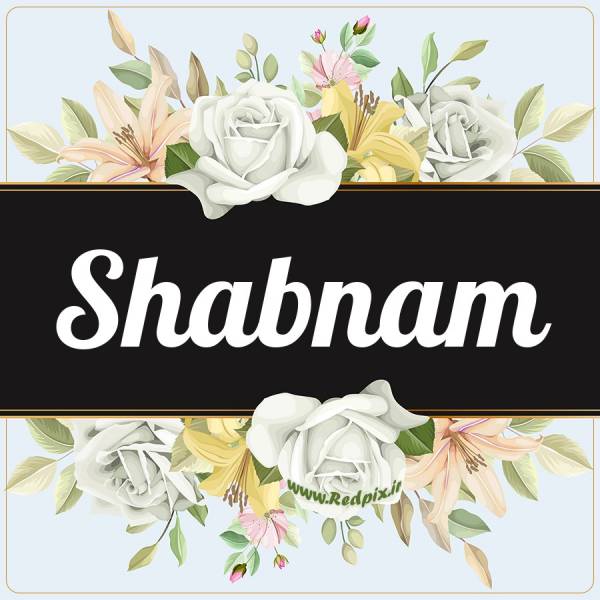 شبنم به انگلیسی طرح گل سفید shabnam