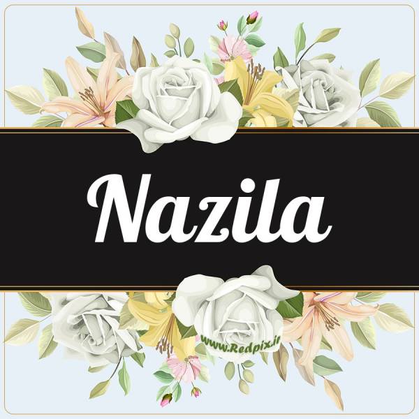نازیلا به انگلیسی طرح گل سفید nazila