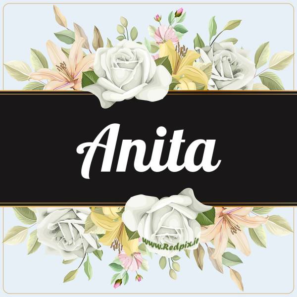 آنیتا به انگلیسی طرح گل سفید anita