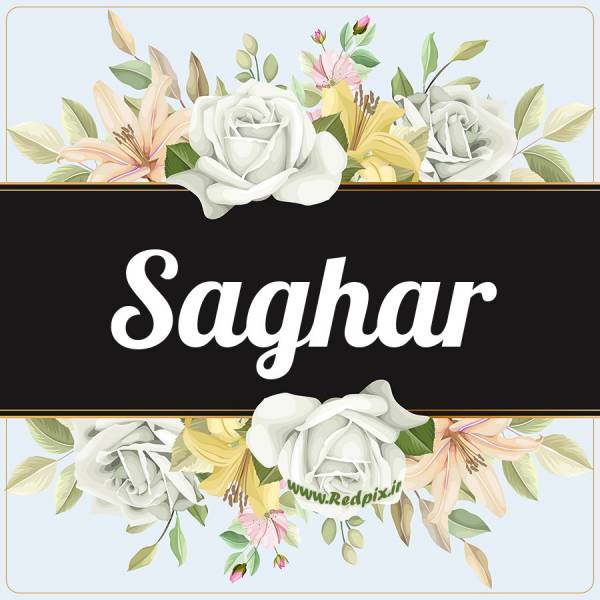 ساغر به انگلیسی طرح گل سفید saghar
